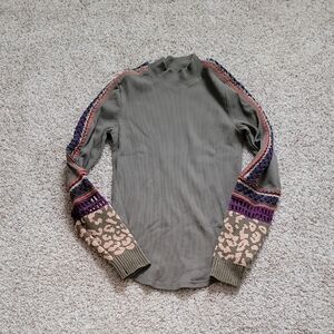 Free People Colorful Knit Sleeve Sweater